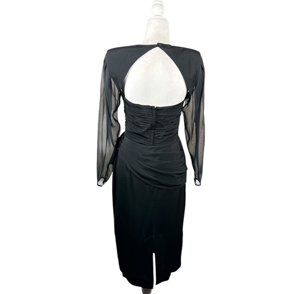 VINTAGE 80’s Rhinestone Accented Backless Black Cocktail Dress - Picture 6 of 15